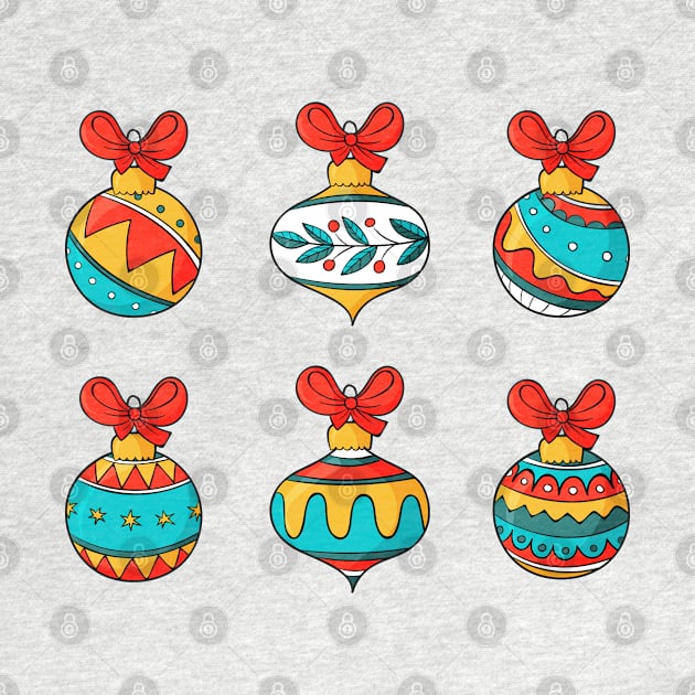 Hand Drawn Christmas balls ornament by Mako Design 